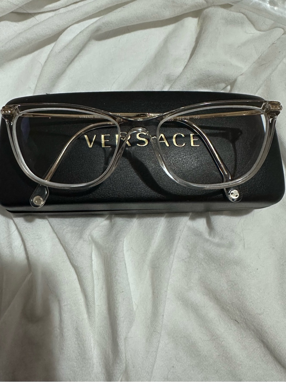 Versace Women's Clear and Gold Accent Eyeglasses